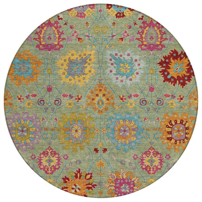 Machine Washable Indoor/ Outdoor Traditional Kashan Chantille Rug
