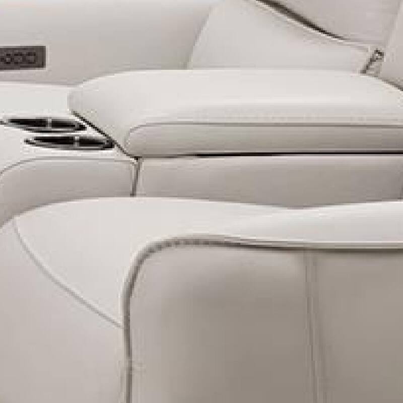 Pono Power Recliner Loveseat, Beige Top Grain Leather Zero Gravity