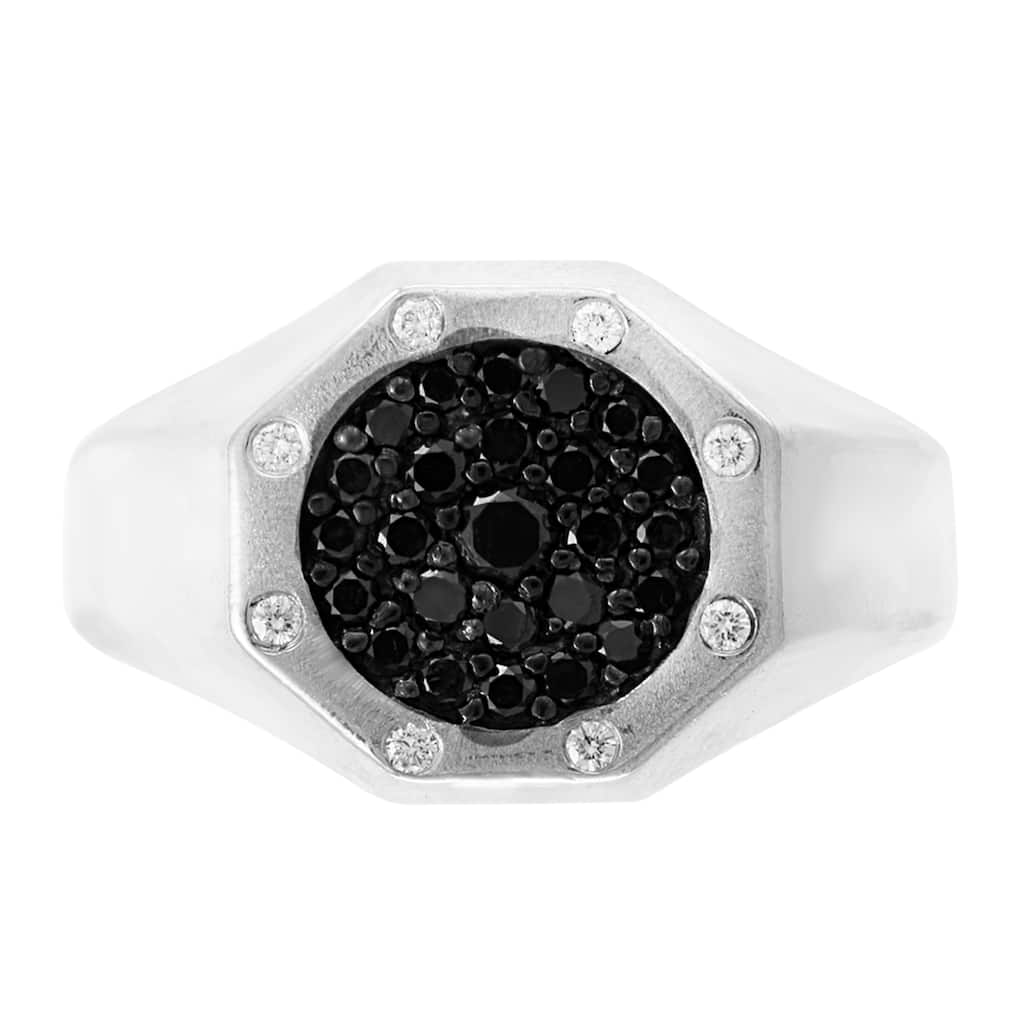 Effy Men's 14K White Gold Diamond,Black Diamond Ring