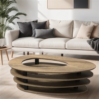 4 Layers Oval Wood Coffee Table - Bed Bath & Beyond - 40326422