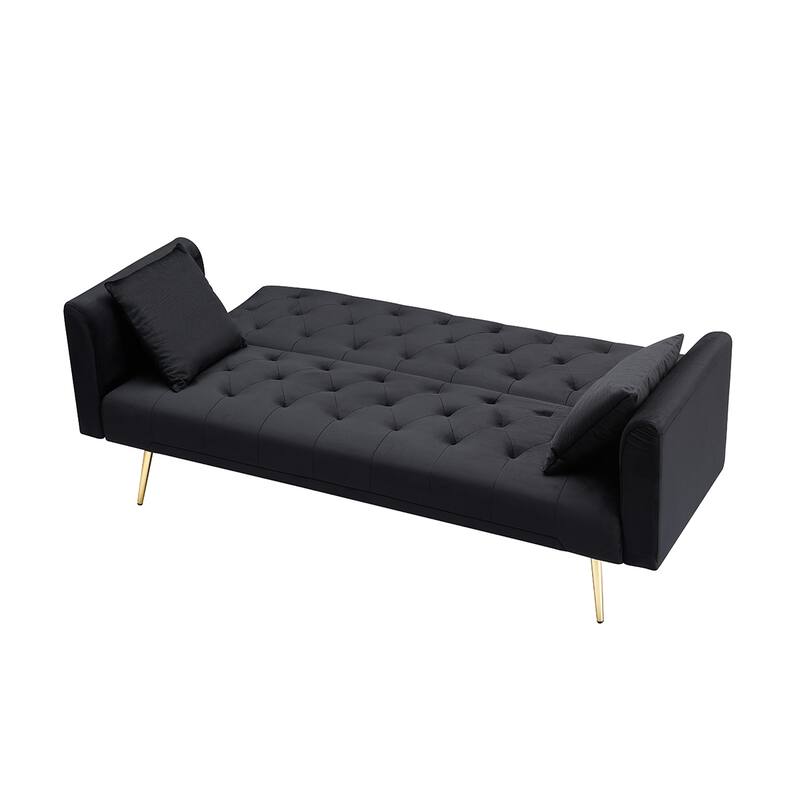 71" Velvet Love Seat Couches, Adjustable Backrest Sofa Bed with 2 Pillow