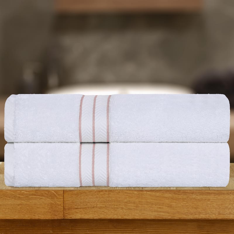 Turkish Cotton Heavyweight Bath Sheet Set of 2 by Superior - Tea Rose