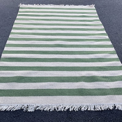 HERAT ORIENTAL 4'5" x 6'6" Handmade Striped Wool Kilim - 4'5 x 6'6