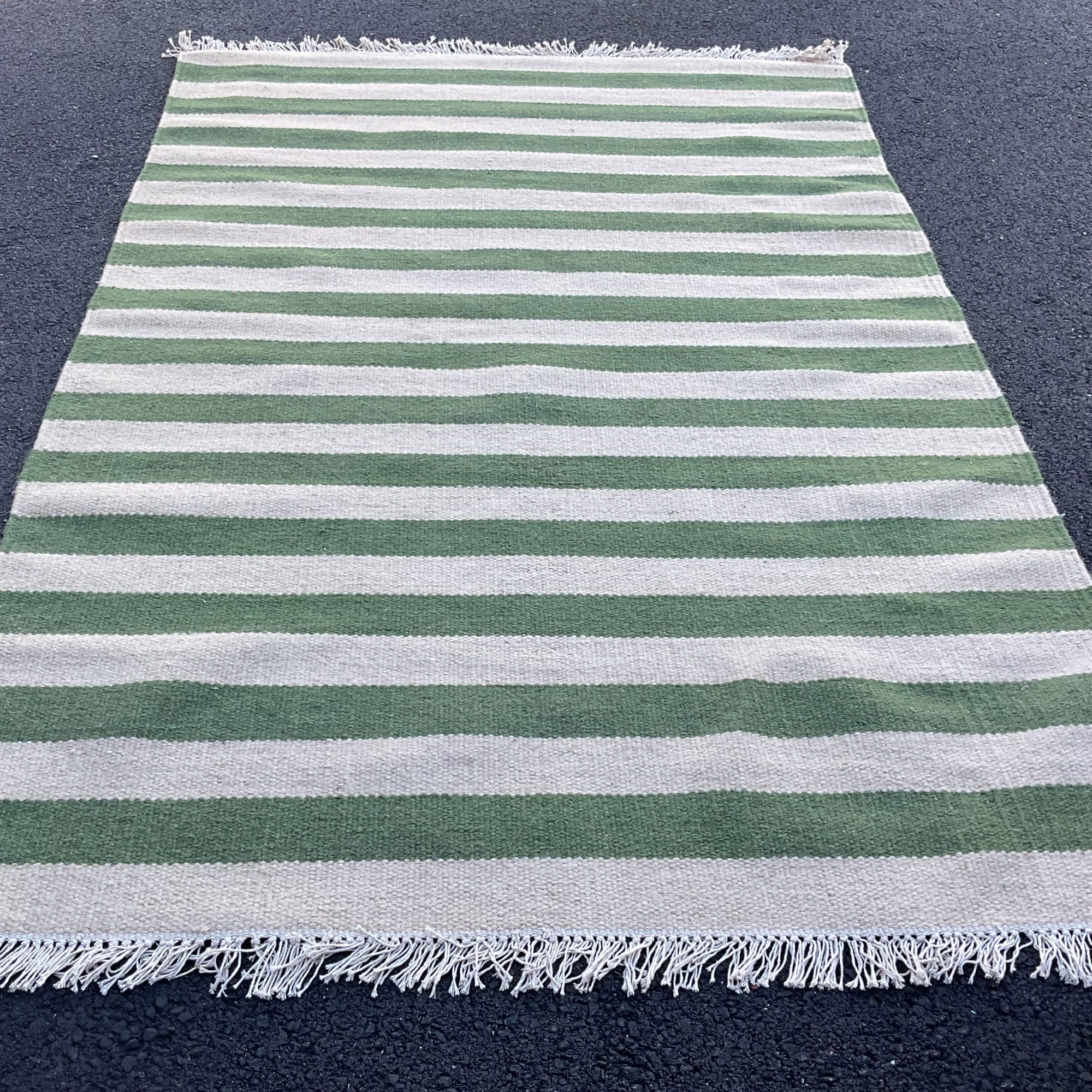 HERAT ORIENTAL 4'5" x 6'6" Handmade Striped Wool Kilim - 4'5 x 6'6