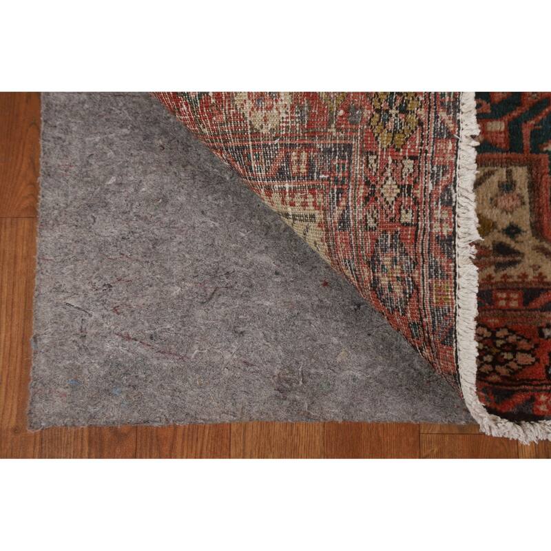 Hand Knotted Oriental 100% Wool Carpet Traditional Geometric Beige & Ivories Heriz Runner Rug - 10' 7'' X 3' 3''