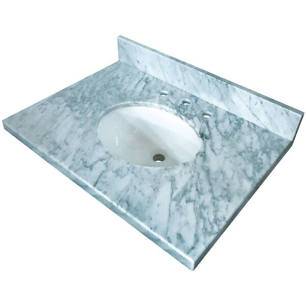 Kingston Brass KVPB3622M38 Fauceture 36" Marble Vanity Top with 4" Backsplash and Integrated Sink with Rear Drain