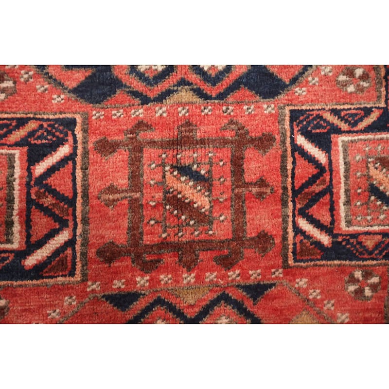 Hand Knotted Oriental 100% Wool Carpet Traditional Tribal Red Hamedan Runner Rug - 12' 5'' X 3' 6''