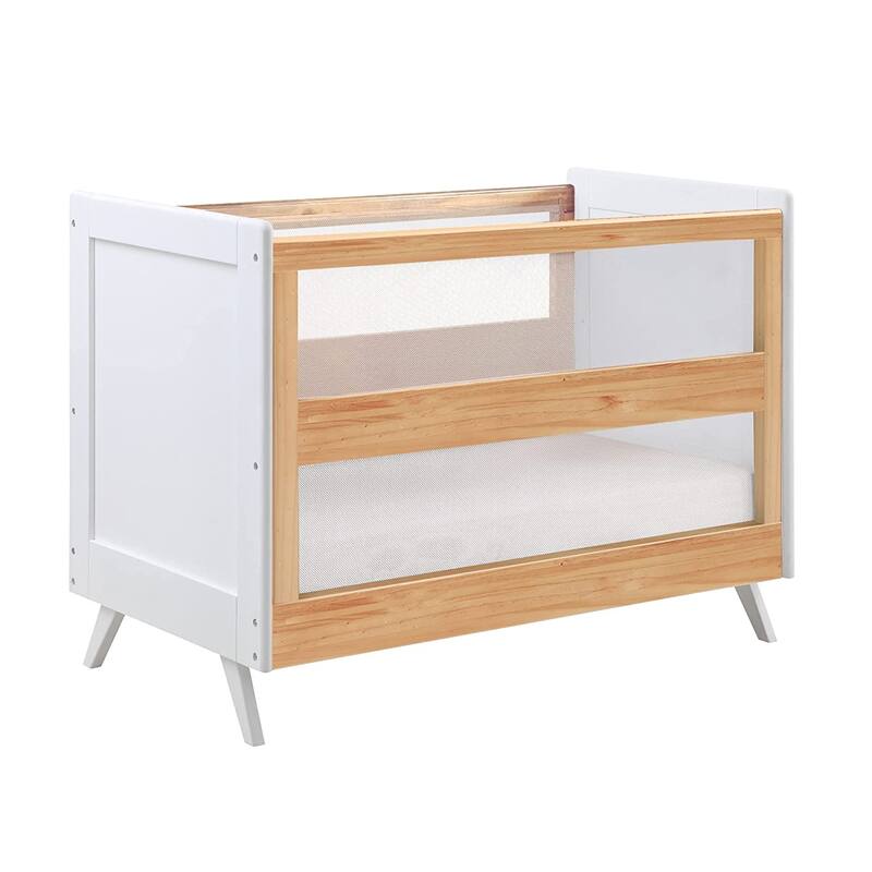BreathableBaby Breathable Mesh 3-in-1 Convertible Crib, Greenguard Gold Certified - Beech & White