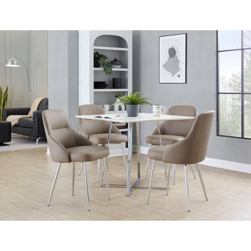 Silver Orchid Yvette Upholstered Chair with Chrome Tapered Metal Legs (Set of 2)