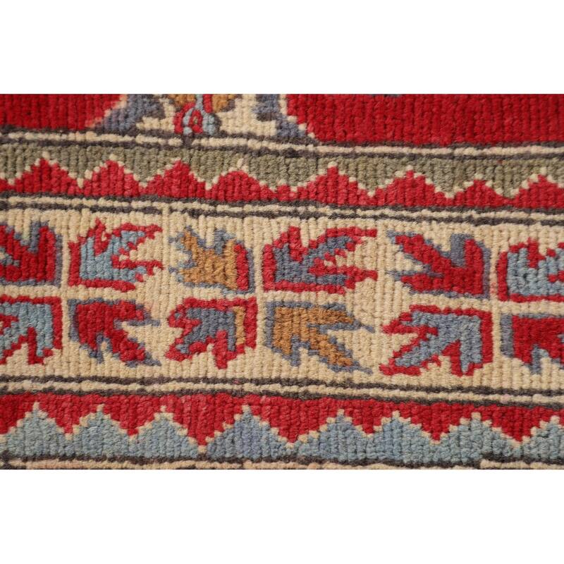 Traditional Kazak Oriental Accent Rug Handmade Red Wool Carpet - 3'2"x 5'1"