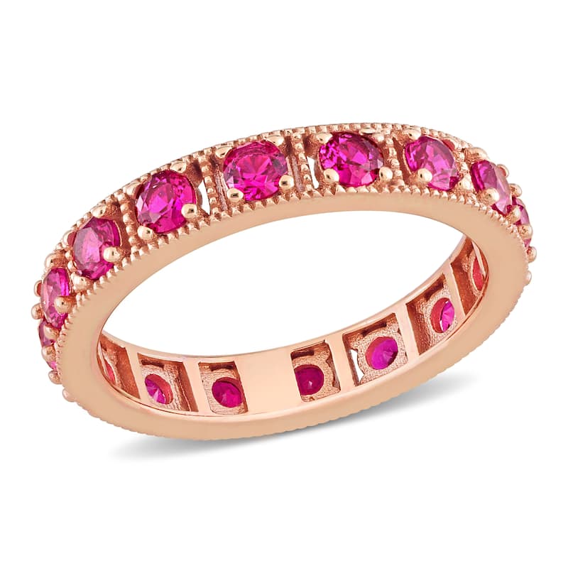 Miadora 2 3/8ct TGW Pink Cubic Zirconia Eternity Ring in Rose Silver