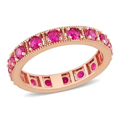 Miadora 2 3/8ct TGW Pink Cubic Zirconia Eternity Ring in Rose Silver