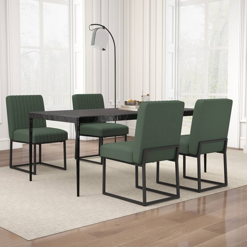 Mid Century Modern Dining Chair with Black Metal Legs