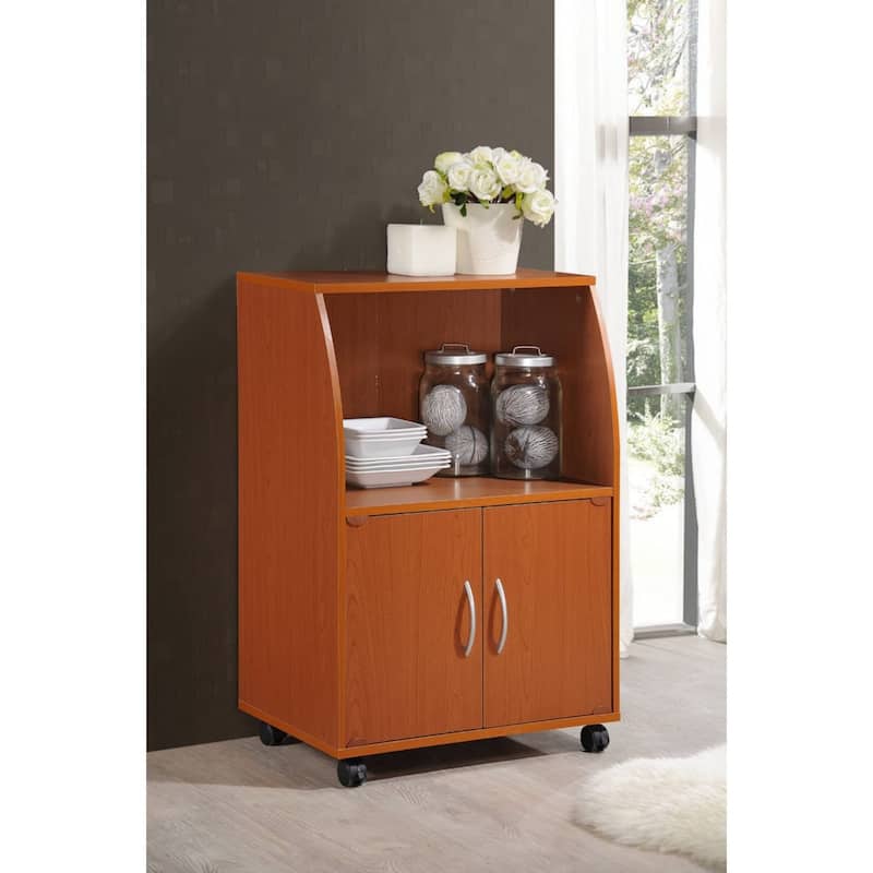 33" Cherry Red Solid Microwave Kitchen Cart