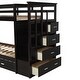 preview thumbnail 9 of 7, Hardwood Twin Over Twin Bunk Bed with Trundle, Multifunction Staircase and 4 Storage Drawers, Espresso