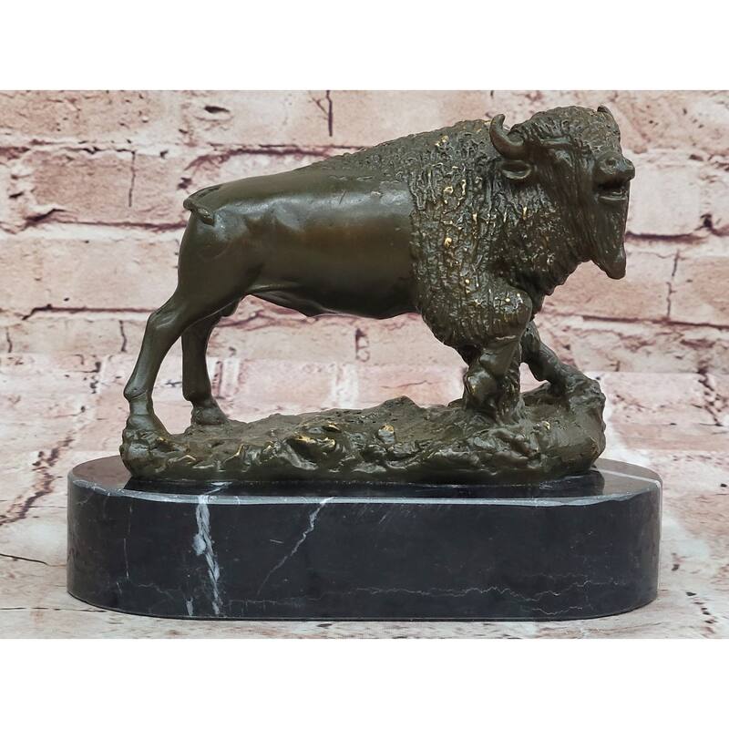 Western Bronze American Buffalo Bison Sculpture – Rustic Wildlife Decor