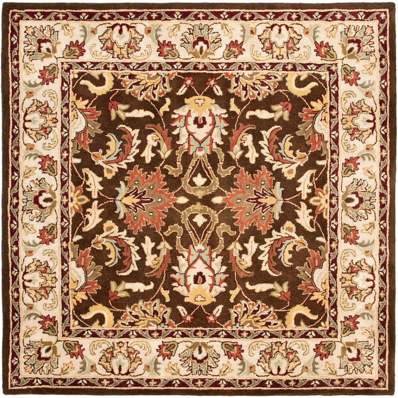 SAFAVIEH Handmade Heritage Villa Screen Traditional Oriental Wool Rug - 6' Square - Brown/Beige