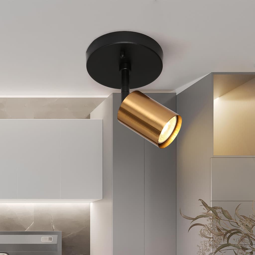 Modern 1-Light Black Gold Wall Sconce Metal Bathroom Vanity Lights - 4.7" L x 7" W x 6" H