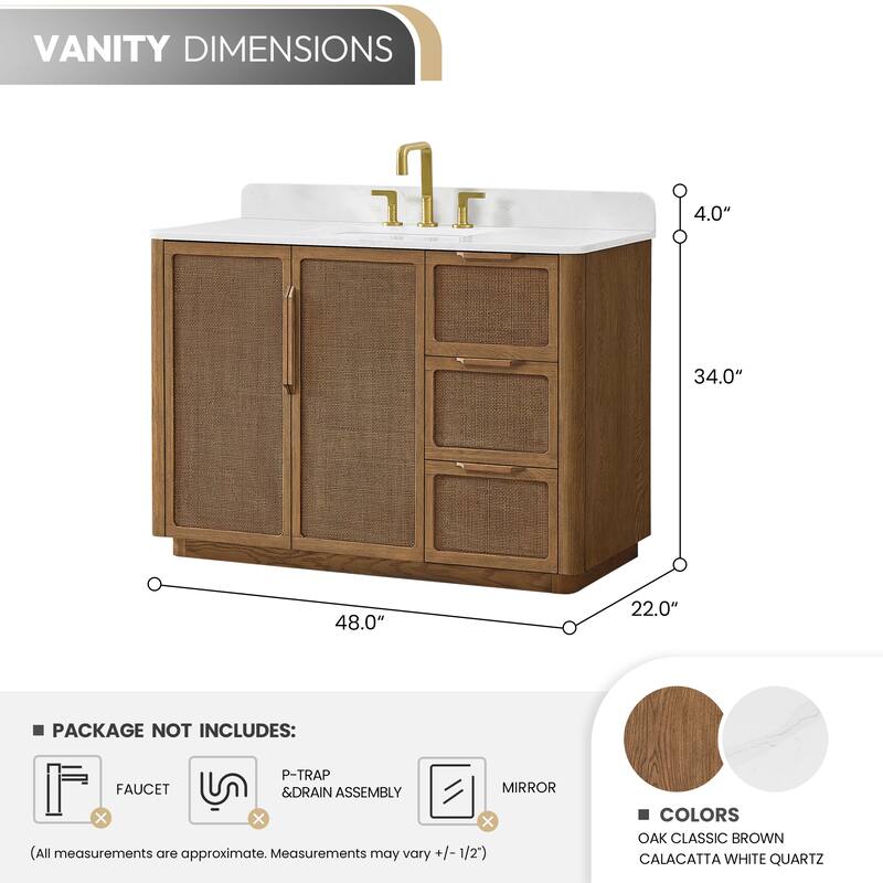 Busan Bath Vanity with White Quartz Stone Top without Mirror