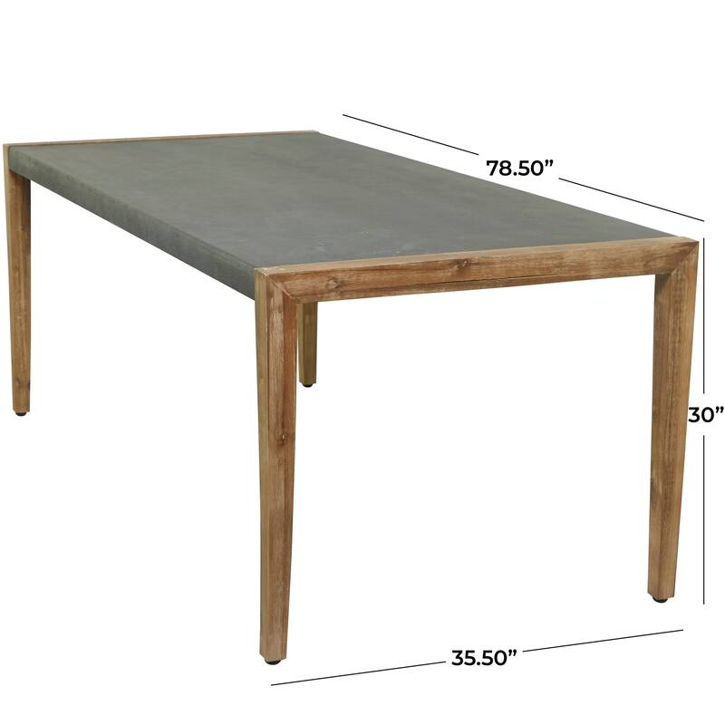 Dark Gray Wood Outdoor Table with Wood Legs