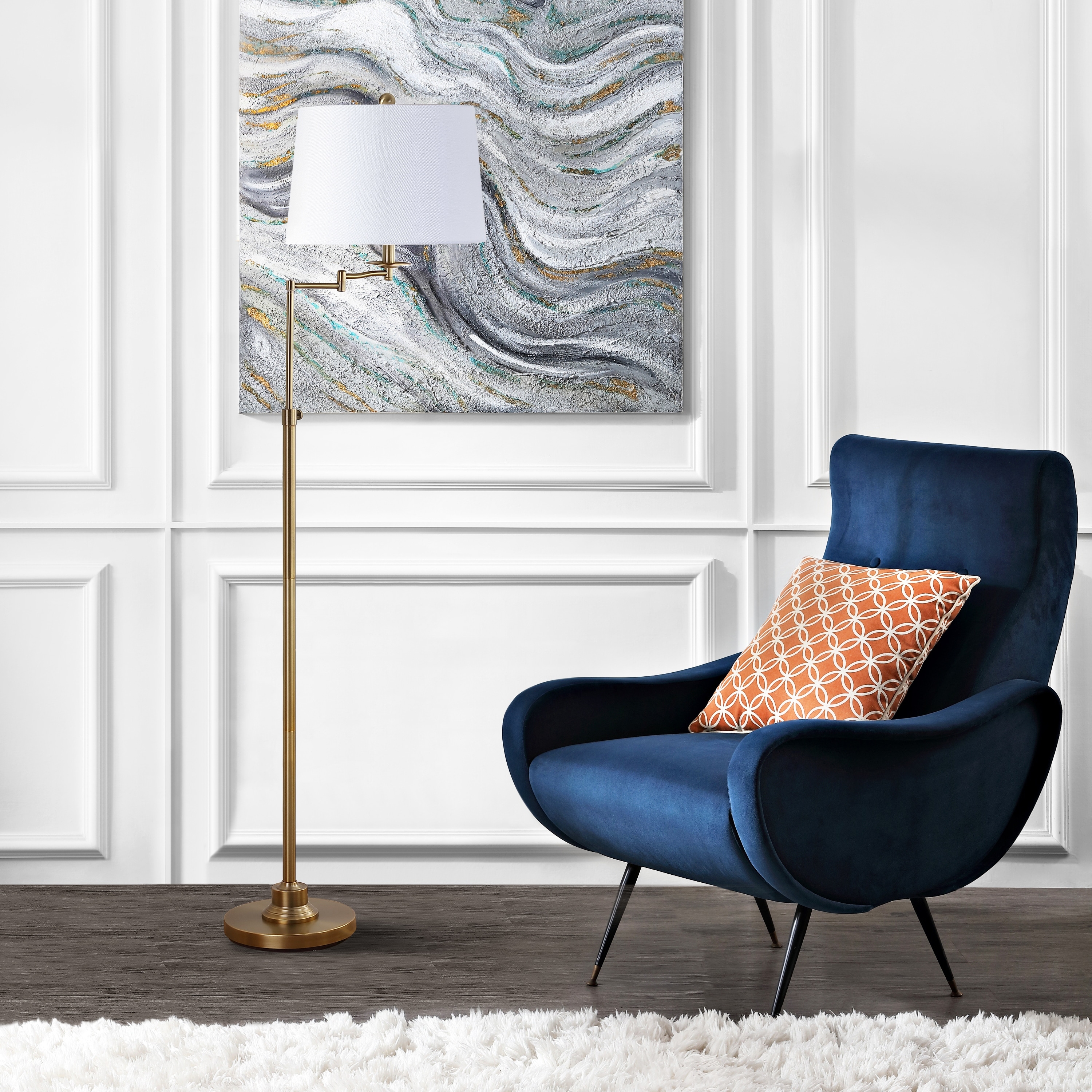 SAFAVIEH Lighting 64-inch Nadia Adjustable Gold Floor Lamp - 15" x 15" x 53-64.25"