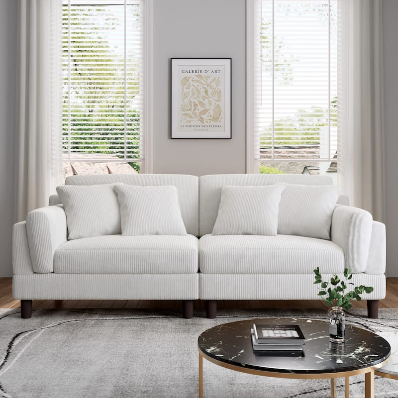 Modern 90" inch Sofa Comfy Corduroy Deep Seats Sofa