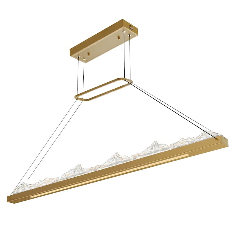 Himalayas Integrated LED 62in Brass Chandelier with Handcrafted Glass