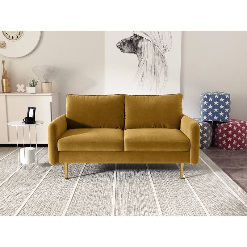58'' Velvet Square Arm Loveseat - Ginger