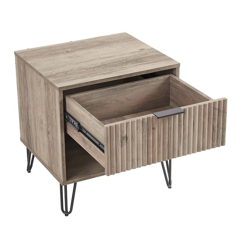 Manhattan Comfort Dumbo 1.0 Mid Century 1 Drawer Nightstand Set of 2