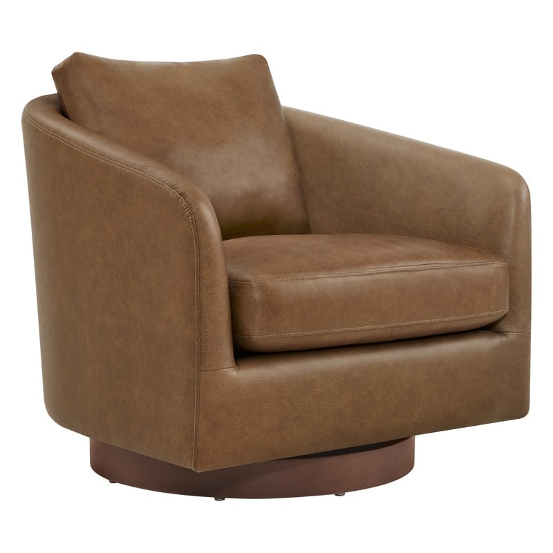 Spruce & Spring Classic Swivel Club Accent Chair with Back Cushion & Solid Wood Frame