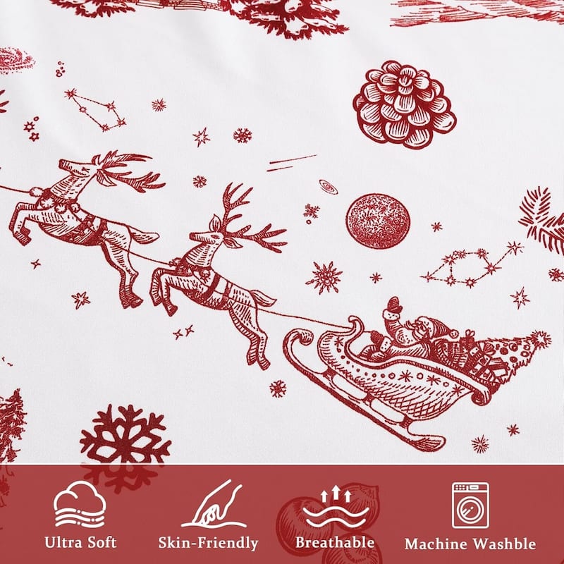Christmas Soft Boho Red Duvet Cover and Pillow Shams Set, Bedding Set