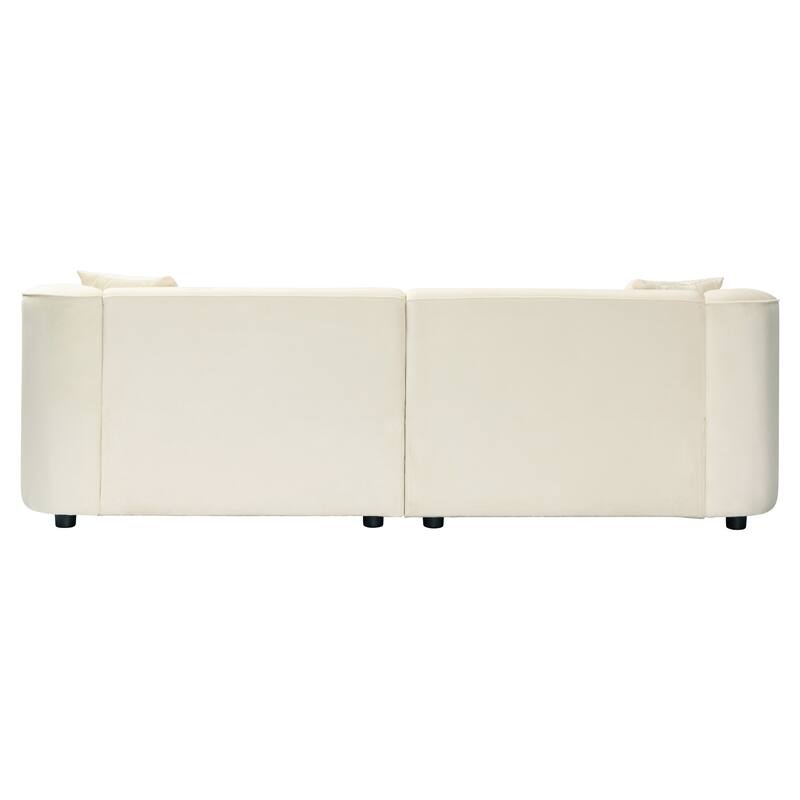 87.25" Velvet 3-Seater Sofa, Ergonomic Support and Solid Frame