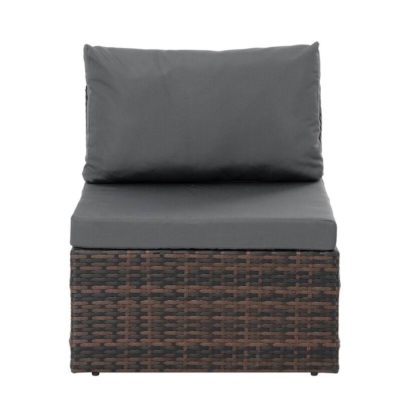 GDFStudio - Stylish 5-Piece Outdoor PE Wicker Patio Set with Tempered Glass Coffee Table, Seats 4