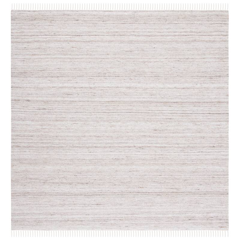 SAFAVIEH Handmade Kilim Welmoed Wool Fringe Rug - 7' Square - Ivory/Brown