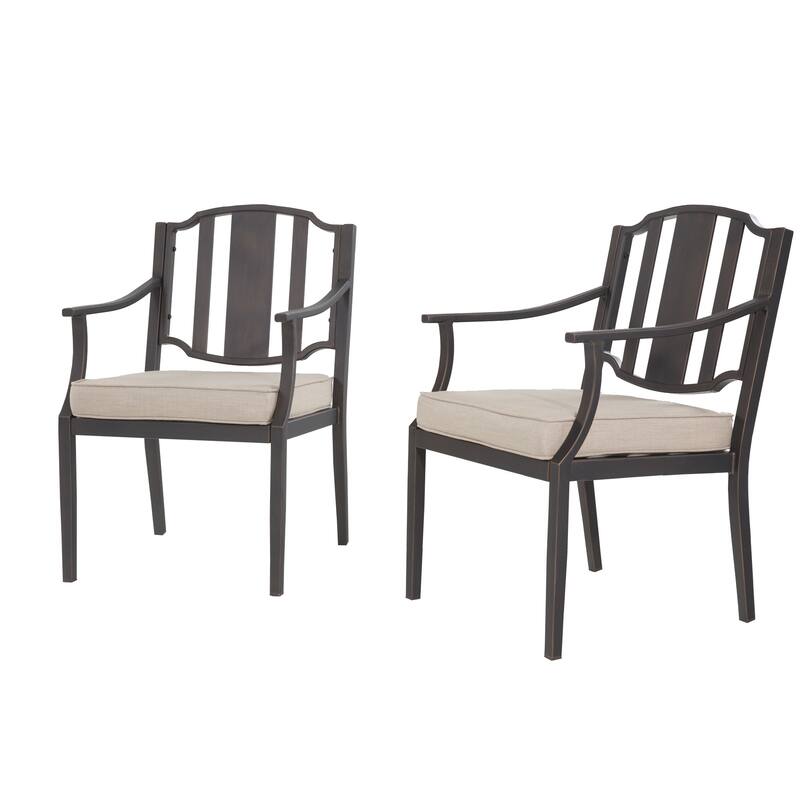 2-Piece Metal Outdoor Dining Chair - Bronze