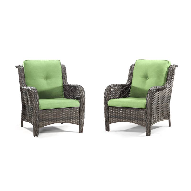 Cozywor 2-Piece Outdoor Patio Ratten Wicker Lounge Chair WIth Cushion