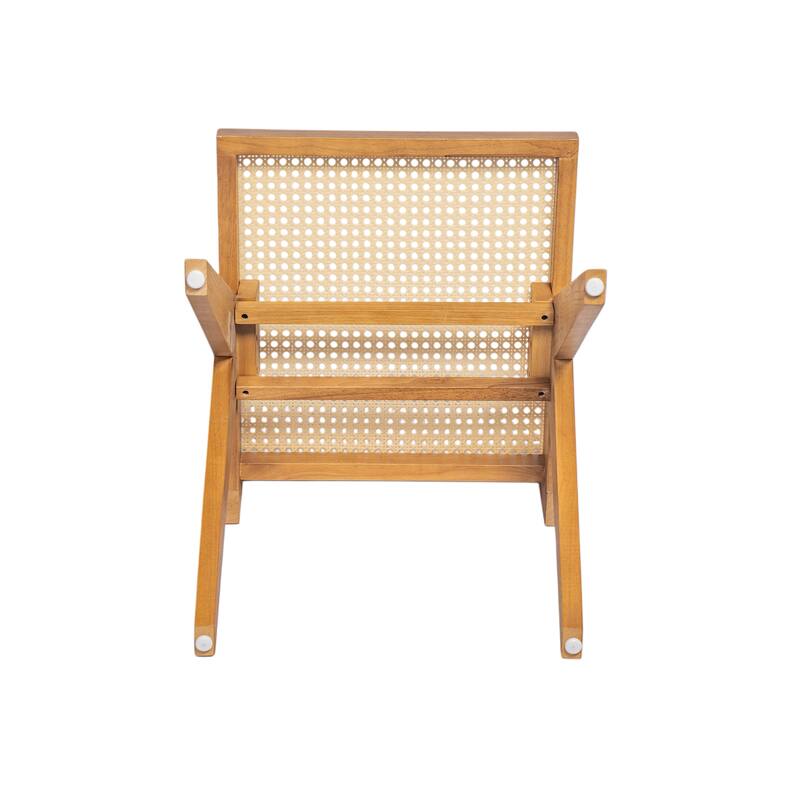 Rattan Dining Chair Set of 2, Armless Side Chairs with Wood Legs