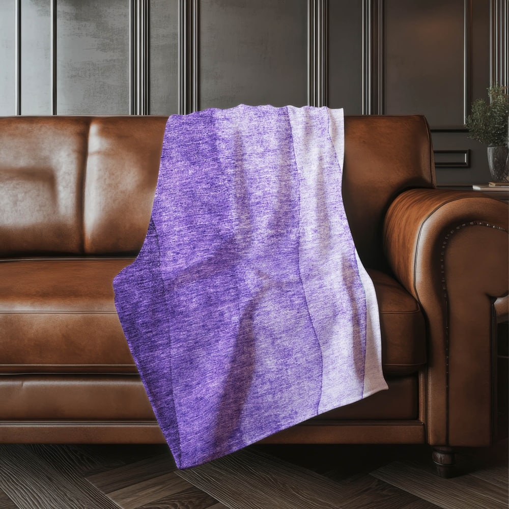 Premium Machine Washable Modern Ombre Sherpa Throw Blanket