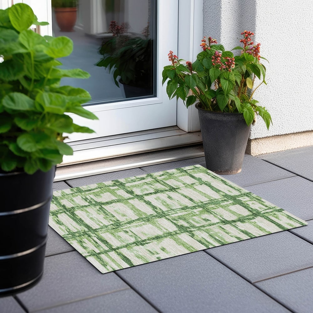 Machine Washable Indoor/ Outdoor Chantille Contemporary Abstract Rug