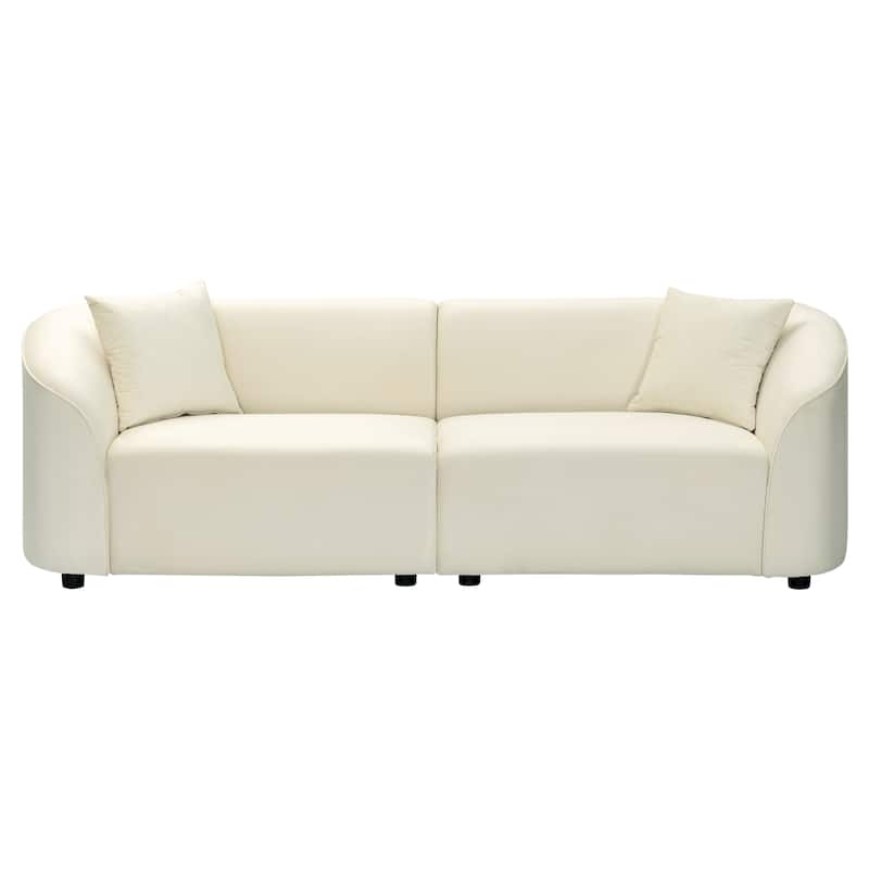 87.25" Velvet 3-Seater Sofa, Ergonomic Support and Solid Frame