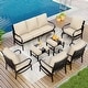 preview thumbnail 23 of 66, MAISON ARTS 5/7/9-Seat Patio Conversation Set, Outdoor Sofa Set with Single Sofa Chairs, 3-Seater Sofa, Ottoman and Coffee Table 7-Piece - Set 1
