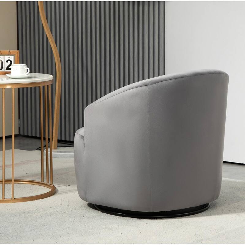 Accent Chair with Barrel-shaped Design and 360 Degree Swivel Feature