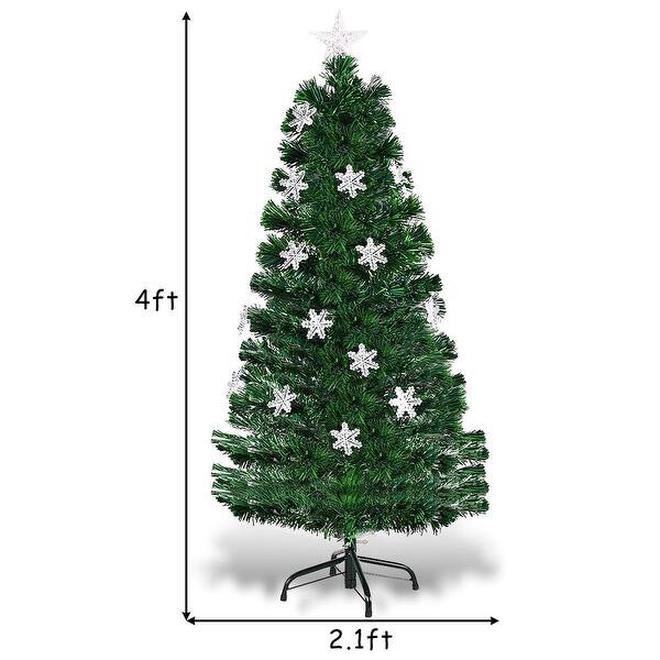 Shop Costway 4ft Pre Lit Fiber Optic Christmas Tree Multicolor Lights Green Overstock 18531887