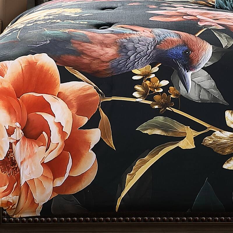Bebejan Botanical Birds 100% Cotton Sateen 5 Piece Reversible Comforter Set