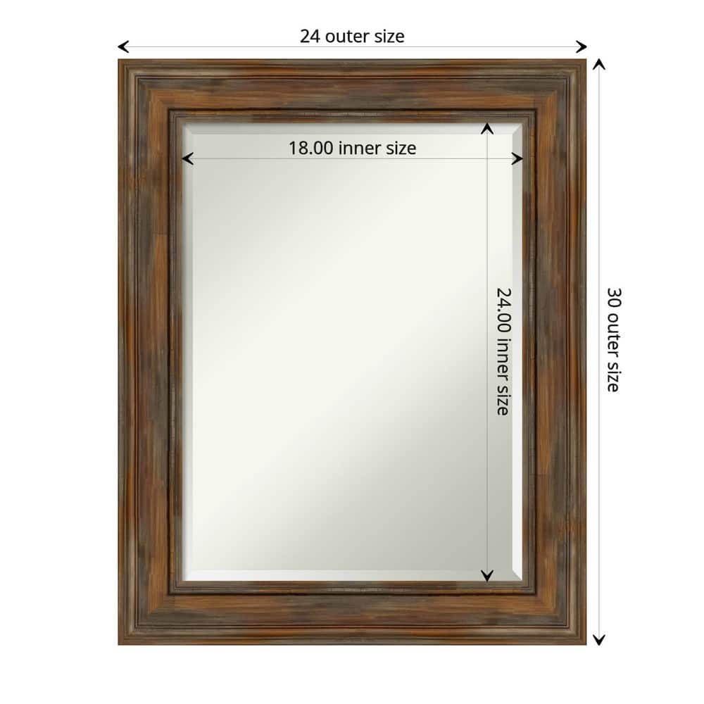Beveled Wood Wall Mirror - Alexandria Rustic Brown Frame
