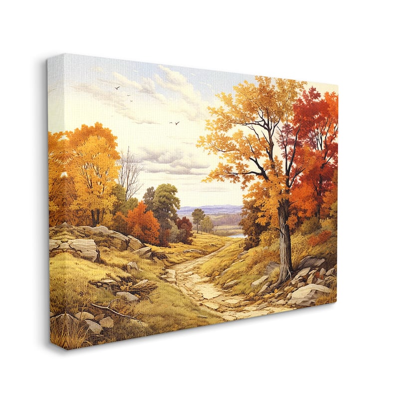 Stupell Classic Fall Foliage Path Canvas Wall Art Design by Lil' Rue