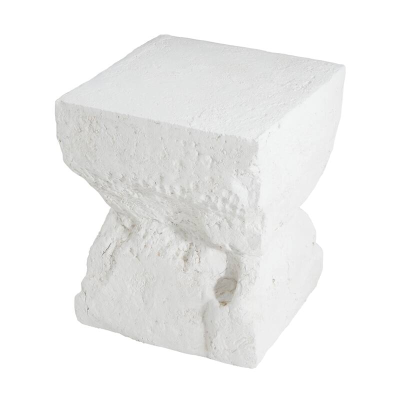 Roomfitters Cleo Outdoor Modern Minimalist Side Table, Weather Resistant MGO Cube, Matte White Finish