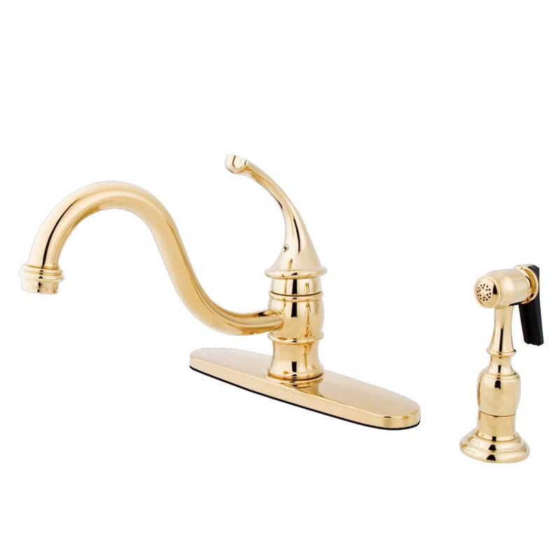 Kingston Brass Georgian 1.8 GPM Standard Kitchen Faucet - Includes - Polished Brass