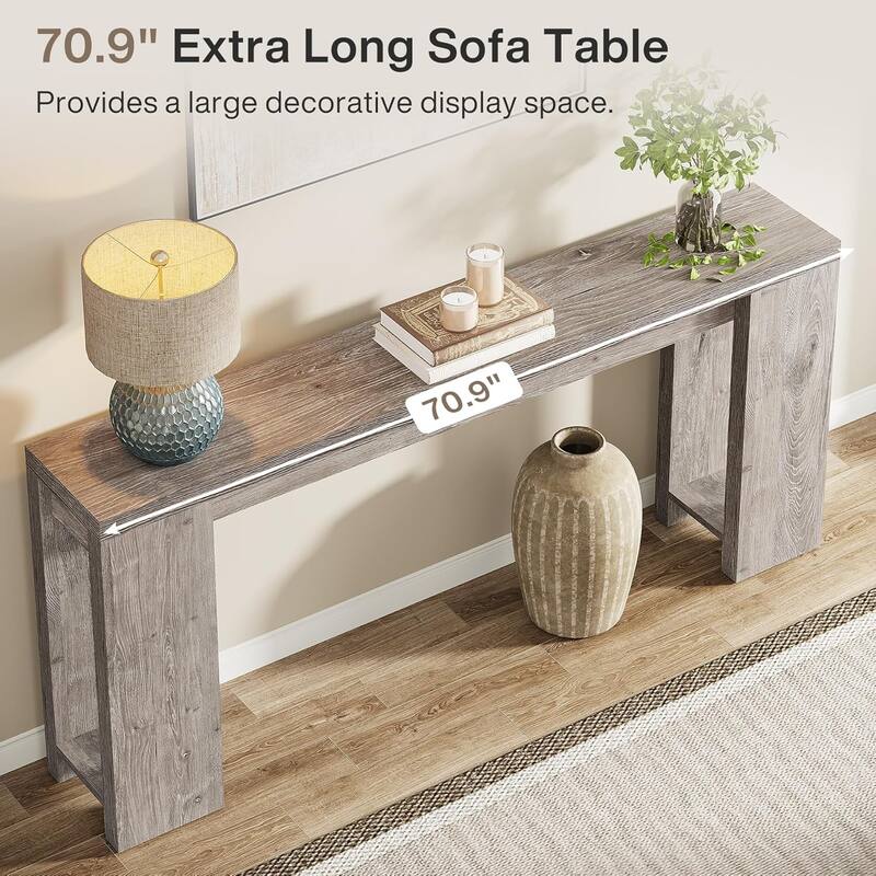 70.9" Farmhouse Extra Long Console Table with Storage for Living Room