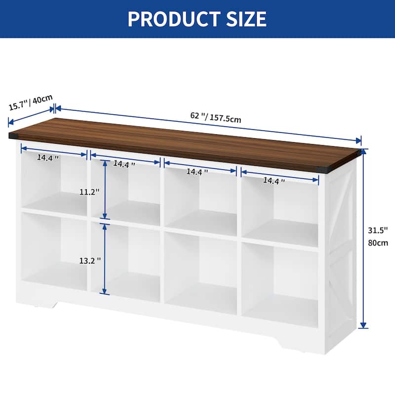 Moasis Farmhouse 6/8 Cube Bookcase Organizer Cubby Bookshelf Storage Cabinet